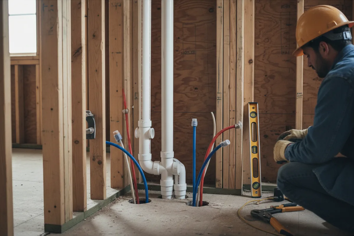 Drain and supply rough-in during Leak Detection in New Port Richey