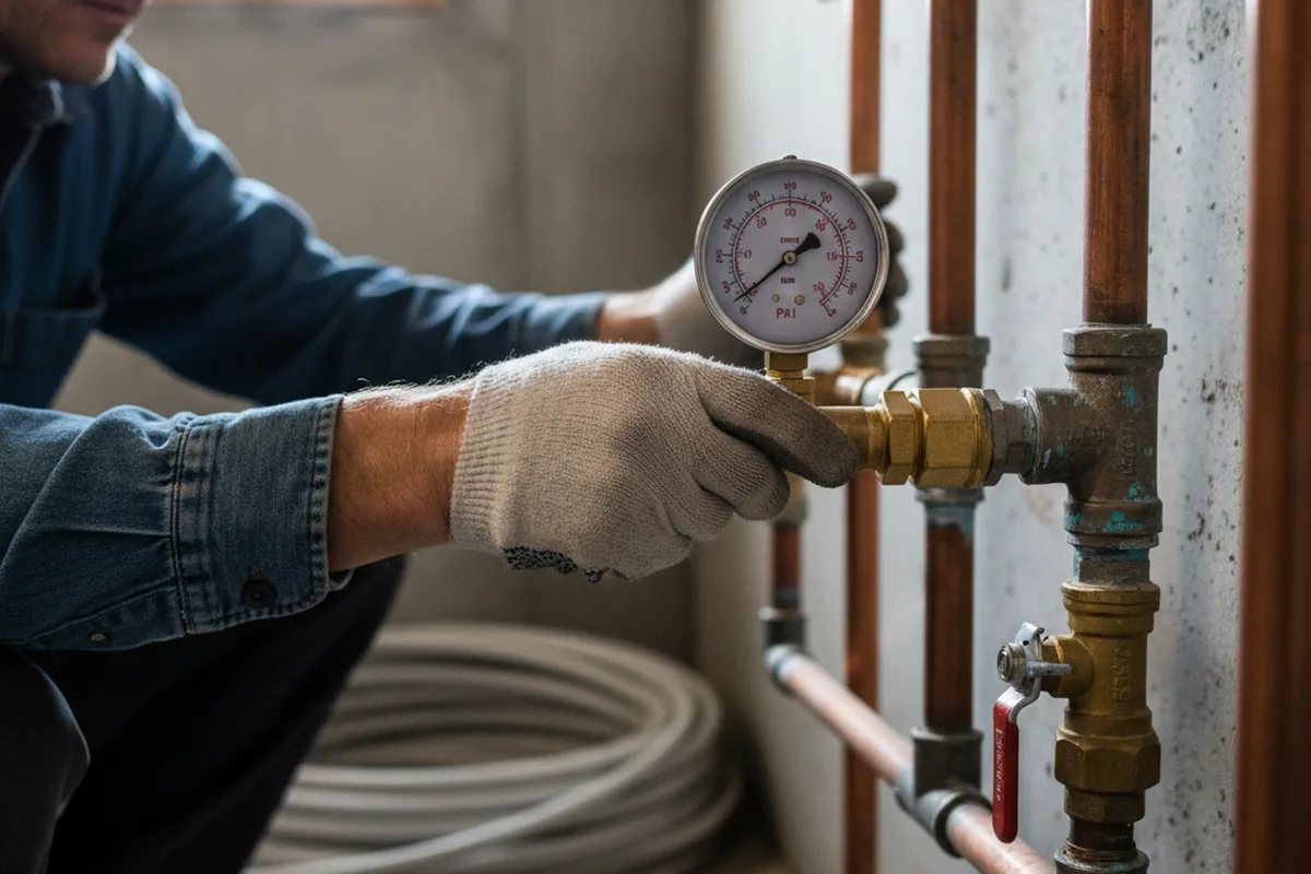 Pressure testing a repaired line during Water Line Repair in New Port Richey